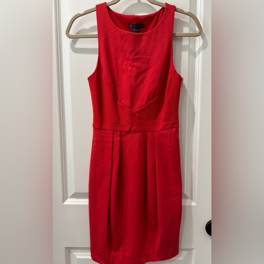 Armani Exchange Women's Red dress with side sipper and pockets